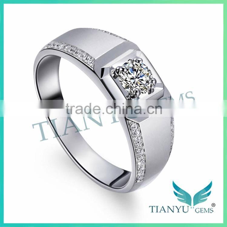 1.5 ct white Color G moissanite diamond sliver ring for men