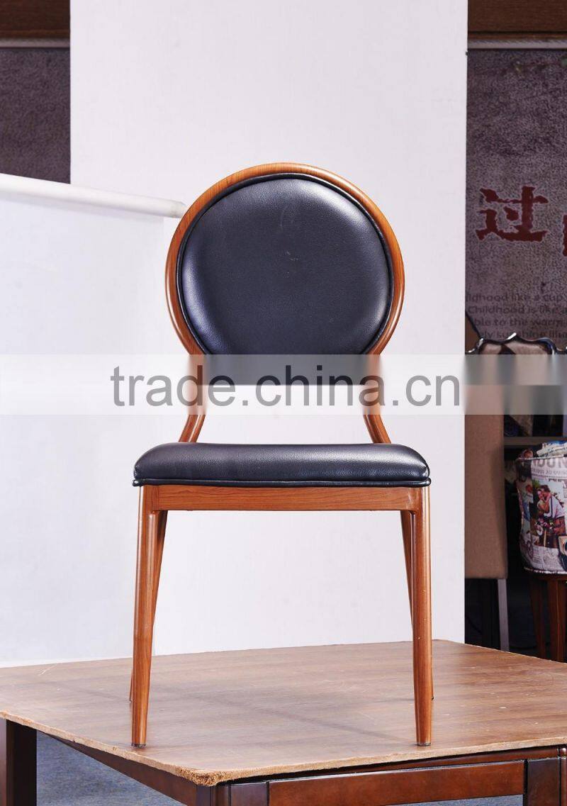 hotsale aluminum round back hotel banquet chair in wood look