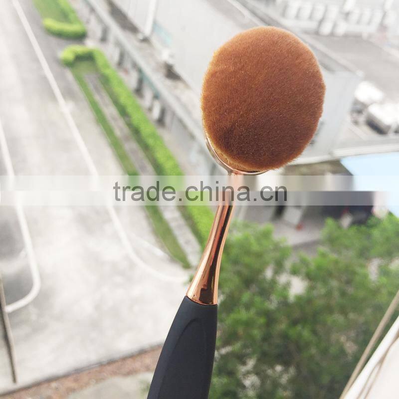 2016 New 90degrees bending rose gold Oval brush set 10pcs Foundation Makeup Brush Sets Powder Blusher Toothbrush makeup brush