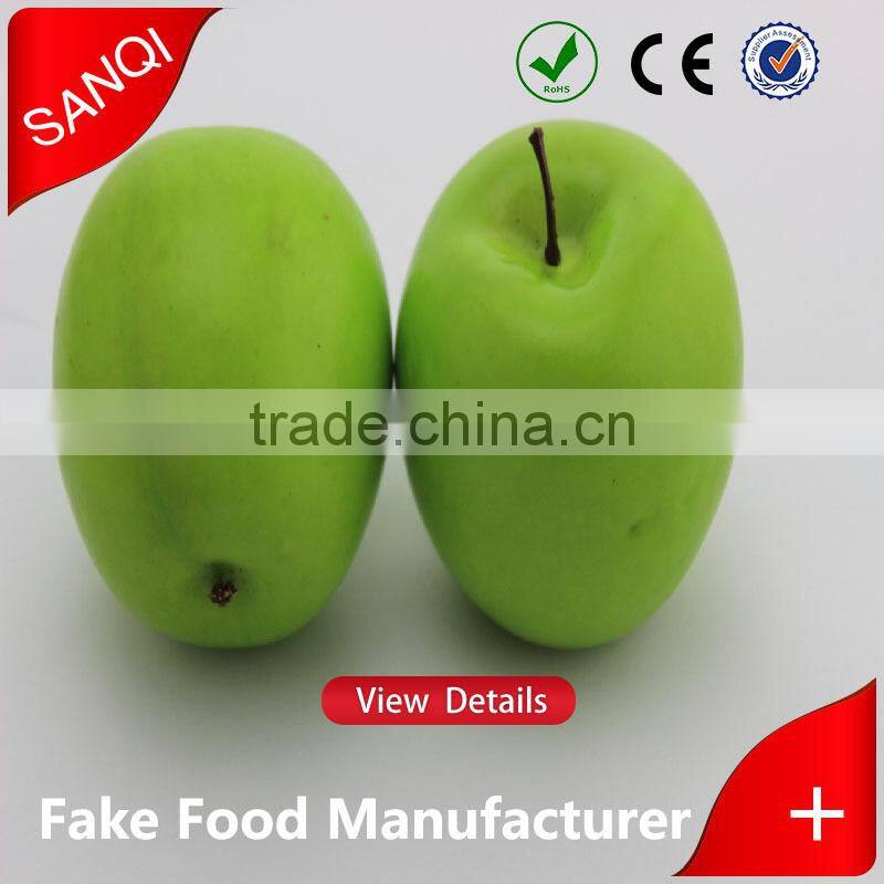 Lifelike plastic green apple / PVC artificial apples for display or children's early learning