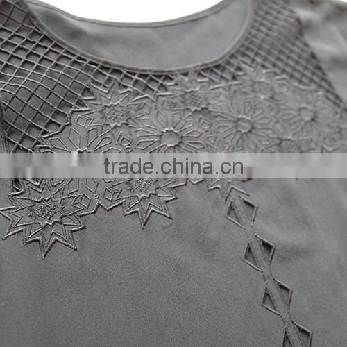 Lady fashion silk blouse with embroidery