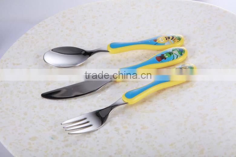 New Style Plastic Handle Spoon Fork Knife Baby Cutlery Set