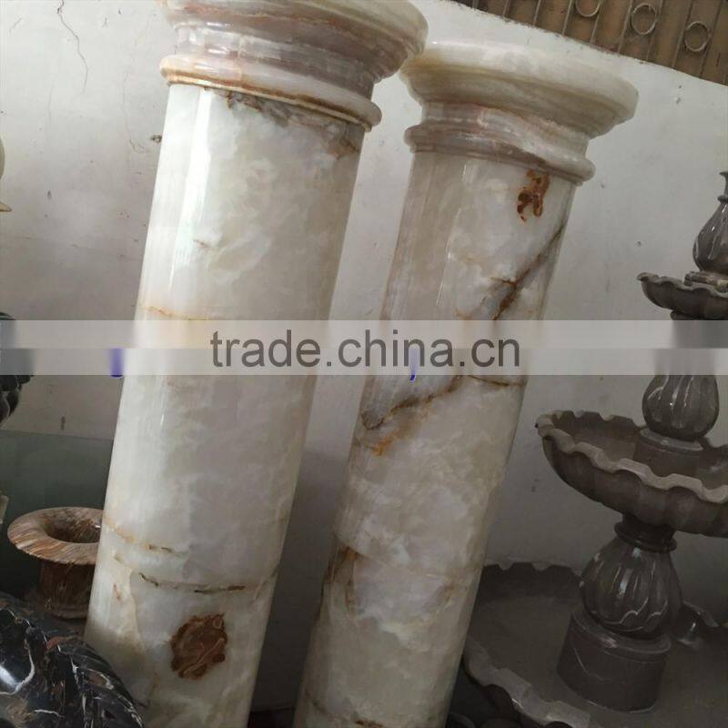 Wholesale LIGHT GREEN ONYX COLUMNS PILLARS CARVED TOP