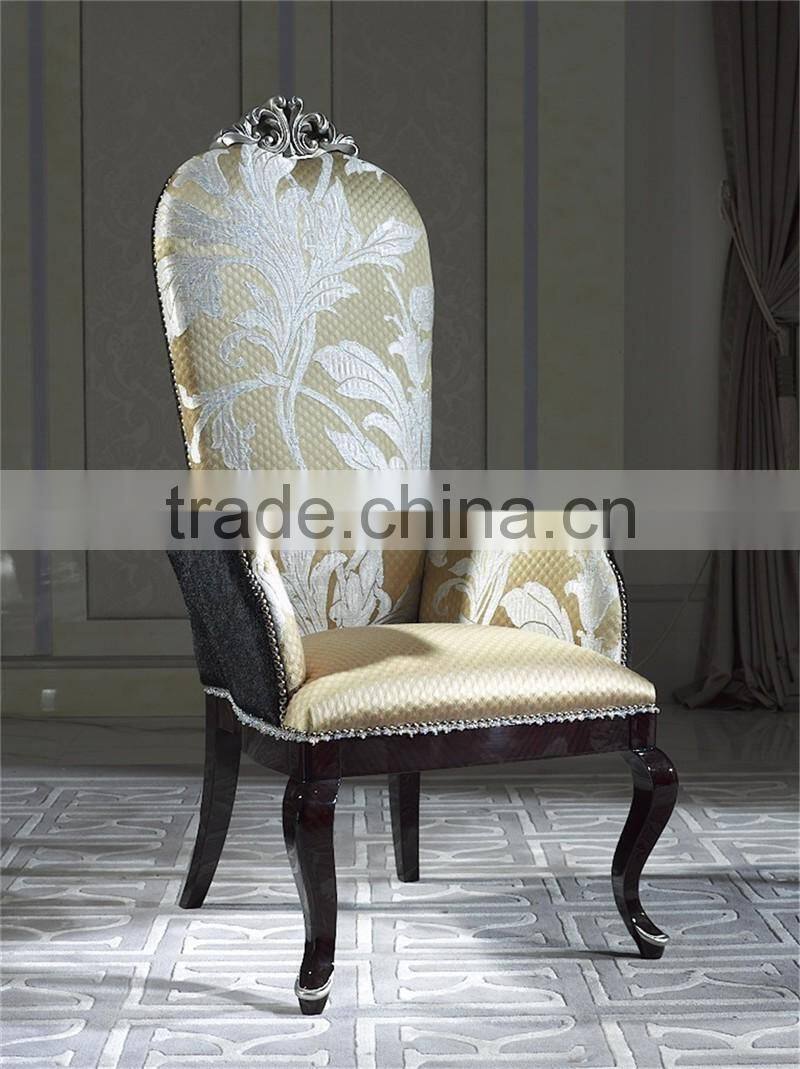 Exquisite Trim Rectangle Long Dining Table and Chair Set, Regancy Dining Table Set with High Back Chair