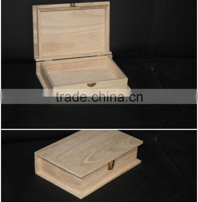 2017 wonderful quality special oval book shape decorative customized unfinished wooden box with lock