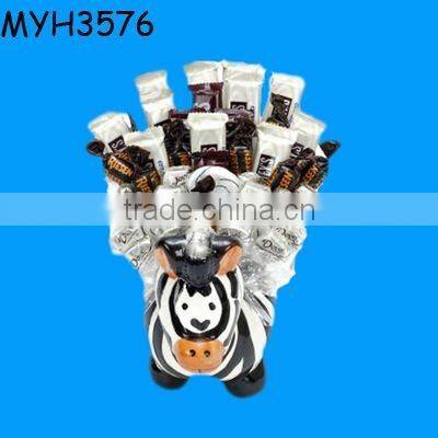 ceramic base for planting candy bouquet gift