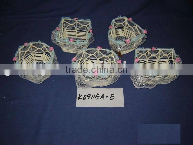 Light yellow cloth and iron frame hand woven Hallowmas gifts boxes