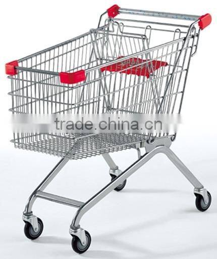Hot Sale Metal SUPERMARKET TROLLEY (4" Red wheel)