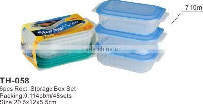 6pcs rectangular Storage Box Set,plastic rectangular box, food container with lid