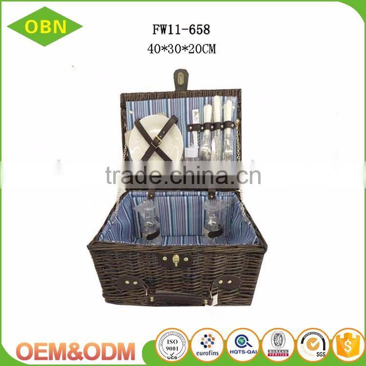 Cheap wicker wholesale picnic basket for 2 person