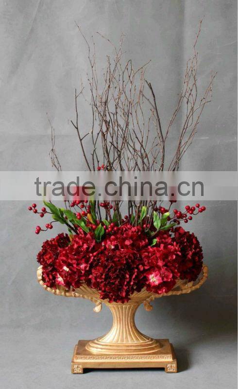 Hand carved polyresin decorative fruit bowl/vase