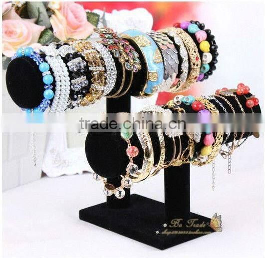 3 Layer Black Velvet Bracelet Holder Display Stand