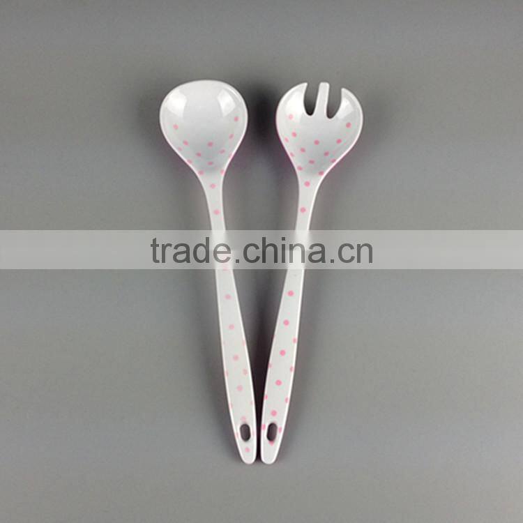 wavy point design melamine kids decorative tea spoon and fork set with hole