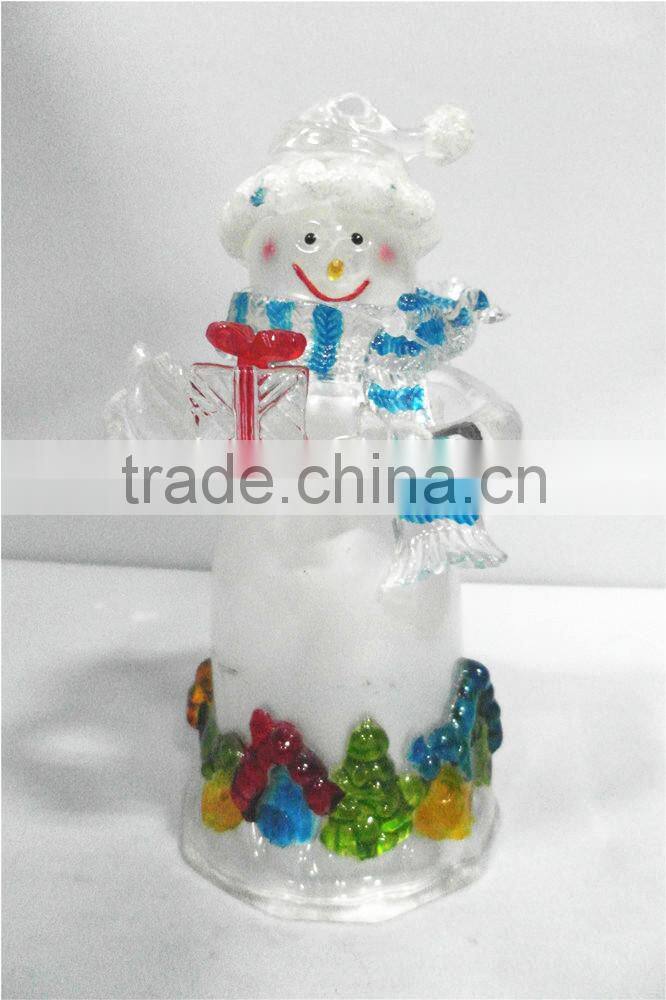 Flashing LED color changing small acrylic snowman