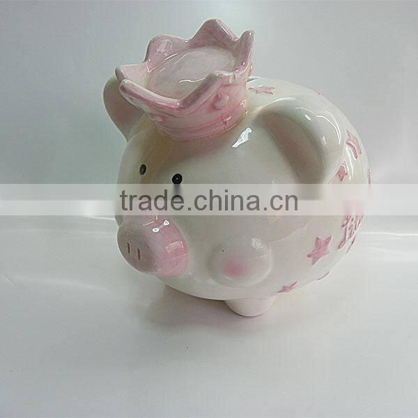 ceramic design piggy bank with lock and key