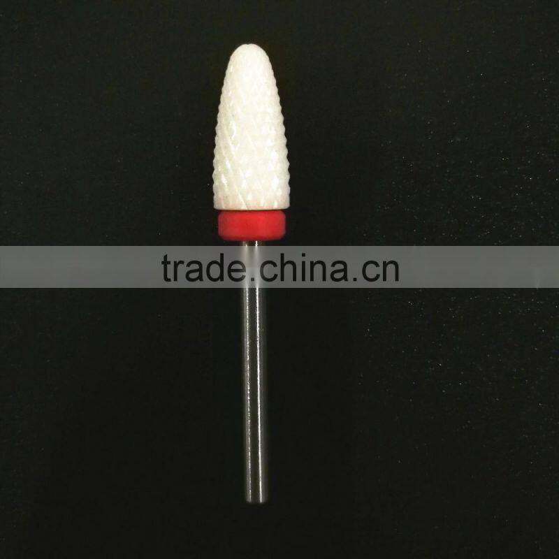 Ceramic Nail Drill Bit Burr 3/32" Shank Flame White Color