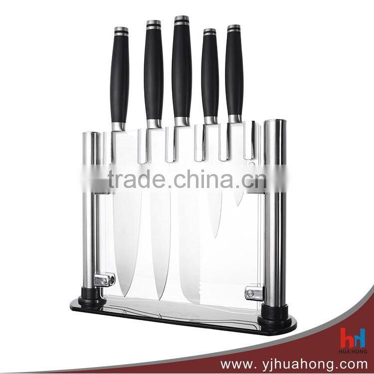 Wooden Handle Stainless Steel Knife Set with Bamboo Block