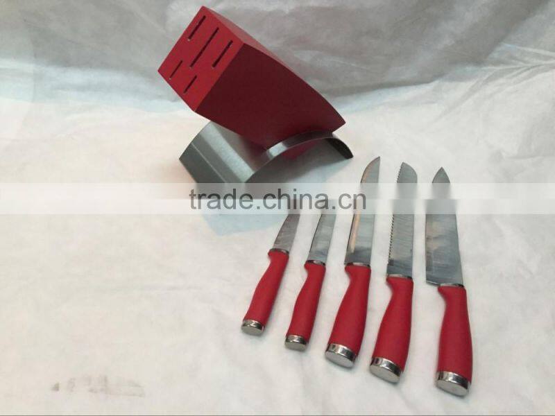 5pcs knife steel set with wood block