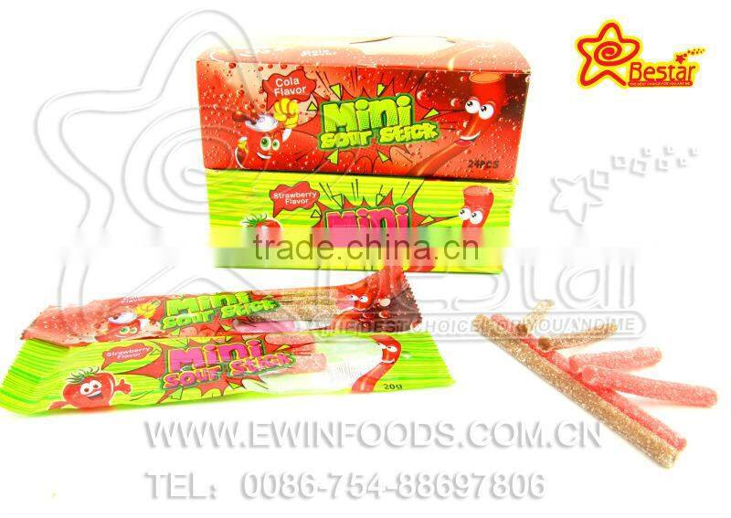 Fruity Flavor Sour Stick Gummy Candy With Powder