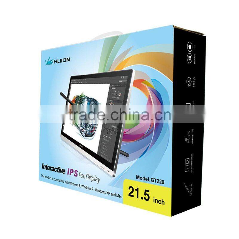Huion GT-220 21.5 inches digital graphic drawing pen tablet monitor with rechargeable stylus