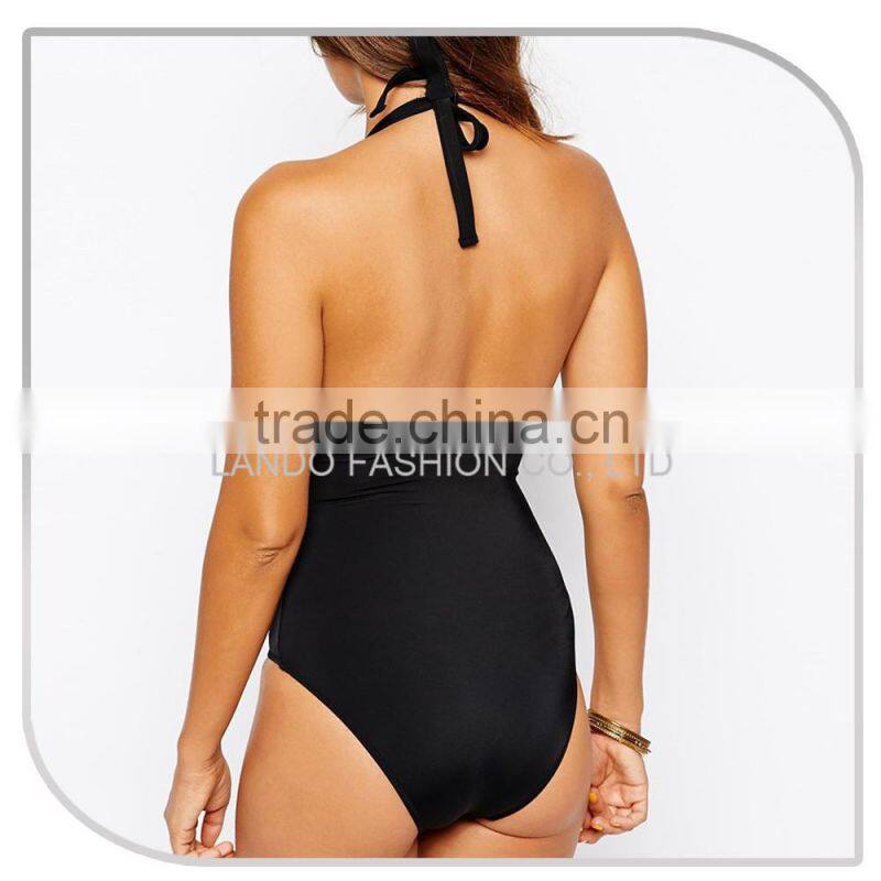 Wholesale summer black halter hot sexy girl plus size bathing suit