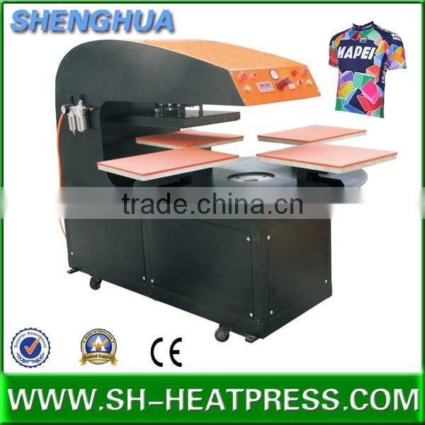 t shirts heat transfer machine with 4 press bed/four stations