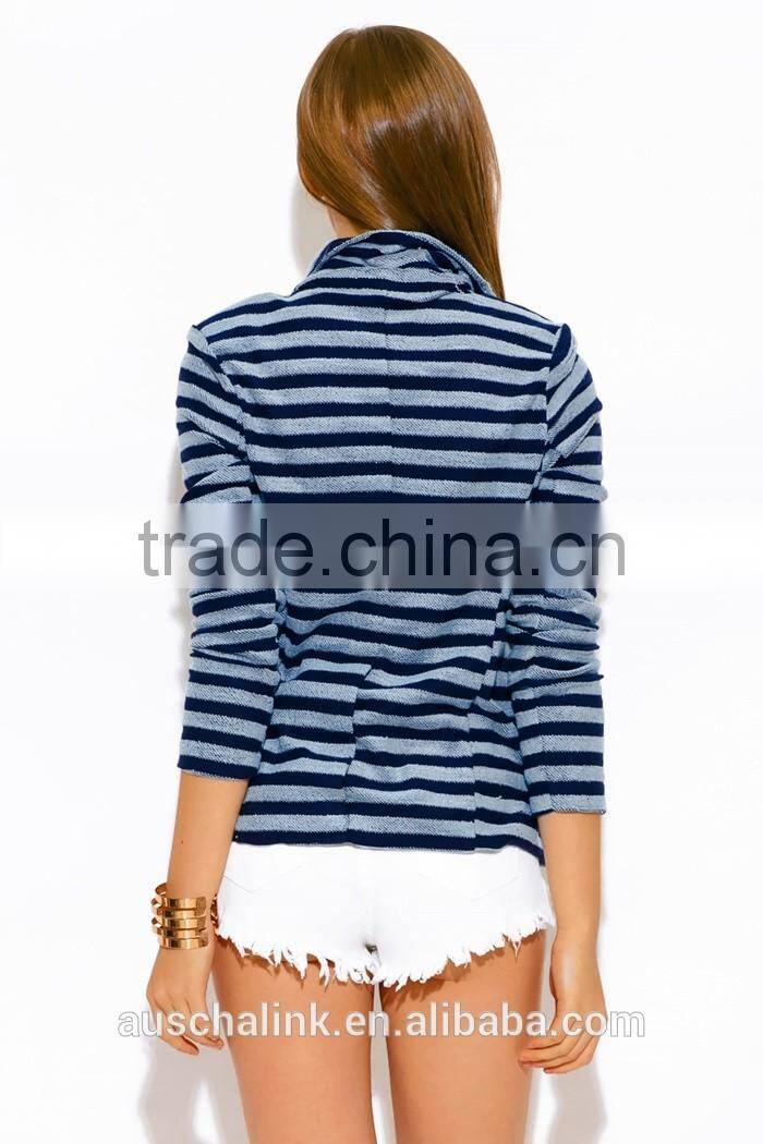 navy blue stripe girls double breasted blazer wholesale