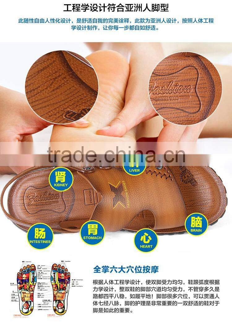 Good quality summer kids leather sandals for boys girls, children beach genuine leather sandals shoes