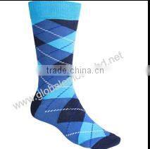 custom design knee high crew man argyle cotton socks high quality s-004