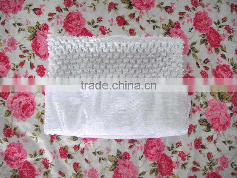 wholesale baby 9 inches white crochet lined top,top baby headband
