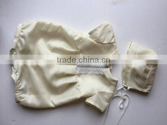 2017 Newborn Satin Baby Girls Bubble Romper with Hat