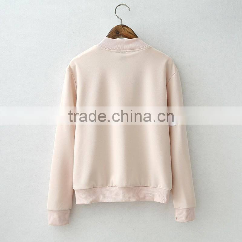 Brand New Cute Baseball Jacket Long Sleeve bomber jacket Stand Collar Slim Womens Coats And Jackets 2016