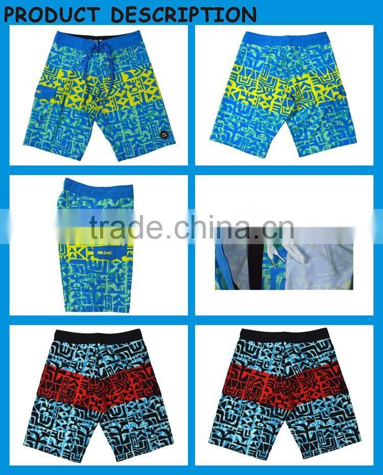 4 Way Stretch Summer Sublimated Board Shorts for Men Polyester and Elastic Fabric