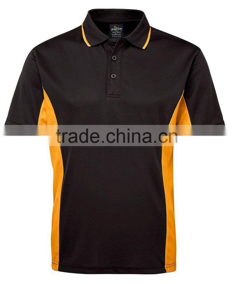 China supplier 100%polyester contrast colors sports gym wear athletic dry fit quick-dring mens running polo shirts