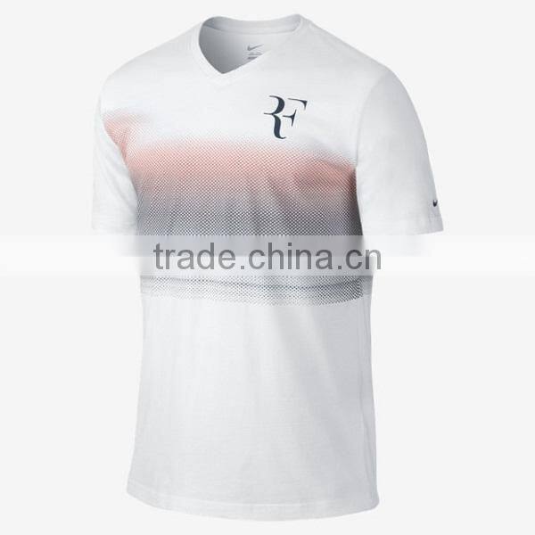 V neck plain heavy 100 cotton t shirts wholesale