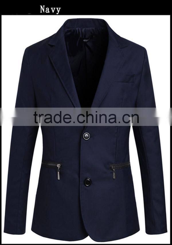 1pc hot sale with zipper pattern turn down callor long sleeve cotton and polyester bussiness blazer