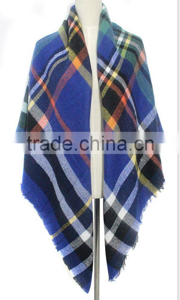 Classic plaid pattern high quality 30 choice 140*140 acrylic new European style square blanket scarf