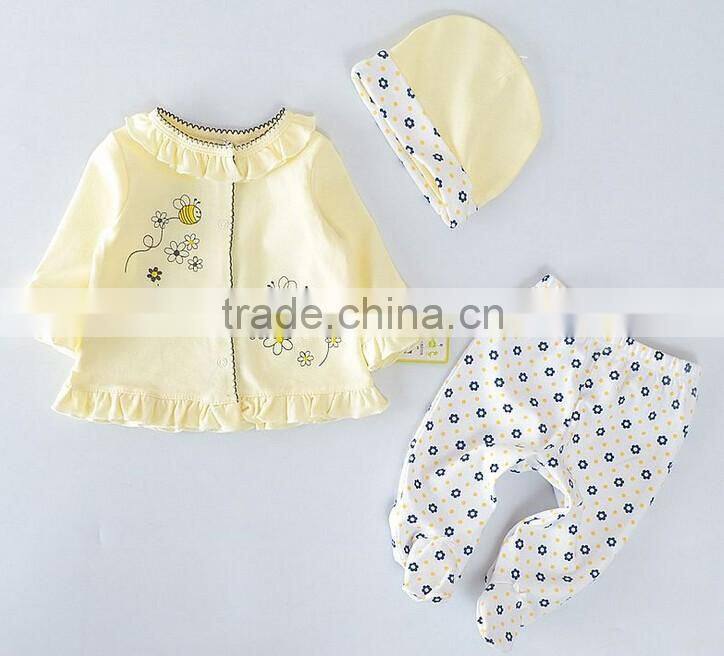 100% cotton Wholesale High Quality Spring Autumn 3PCS/Set Newborn Infant Baby Boy Girl Suits
