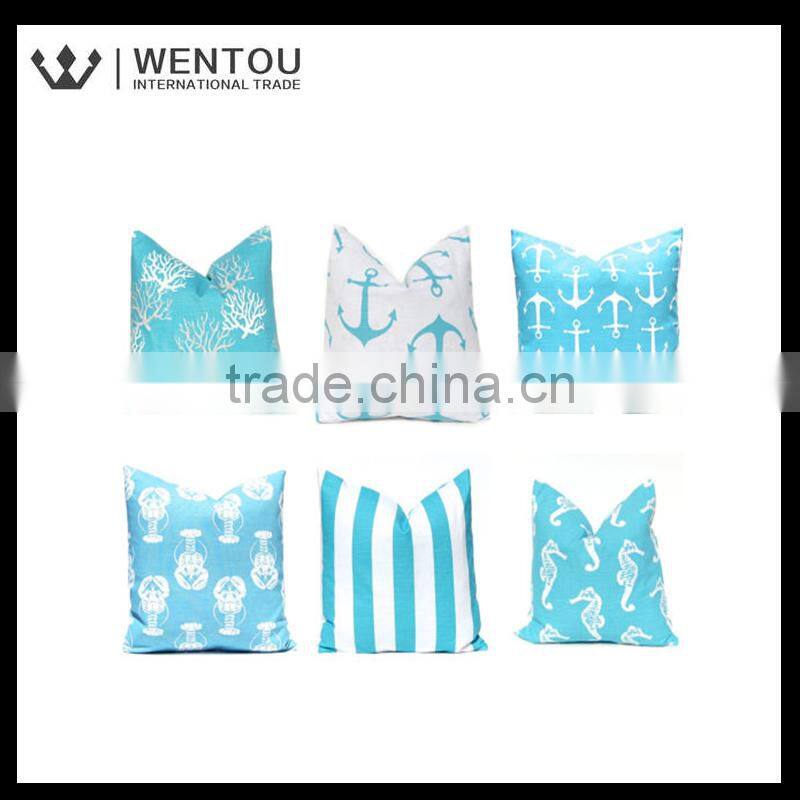 Wholesale Anchors Coastal Turquoise Pillow Cushion Cover