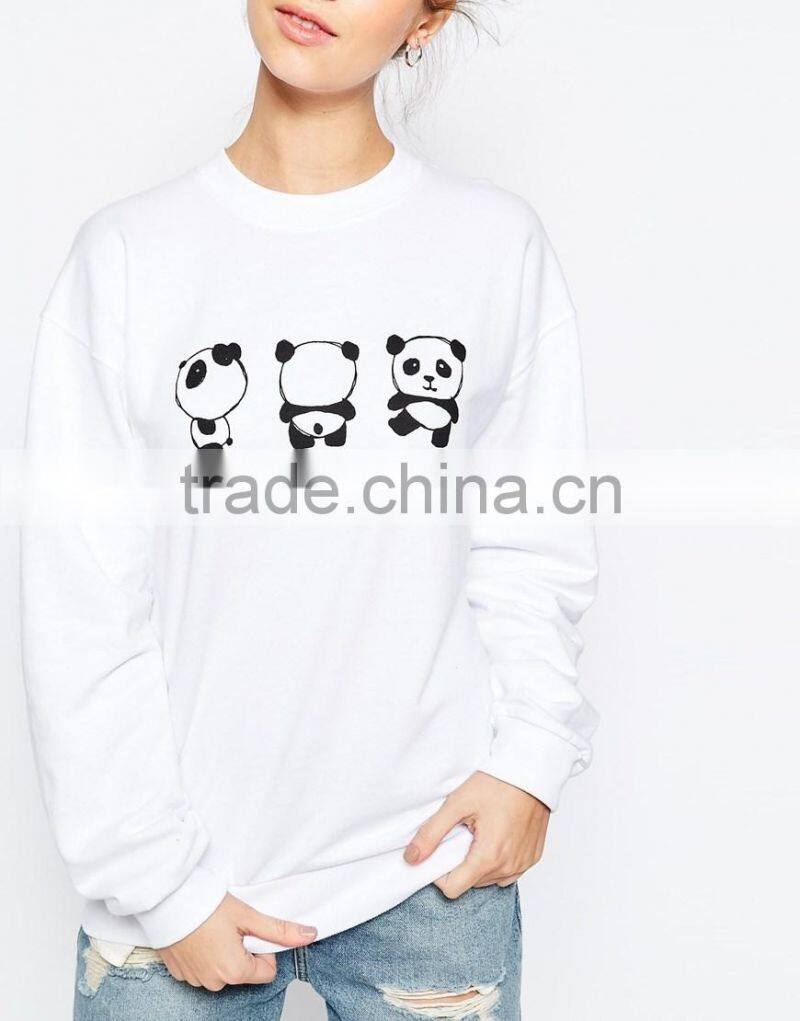 New design comfortable cute panda printing sweater for ladies