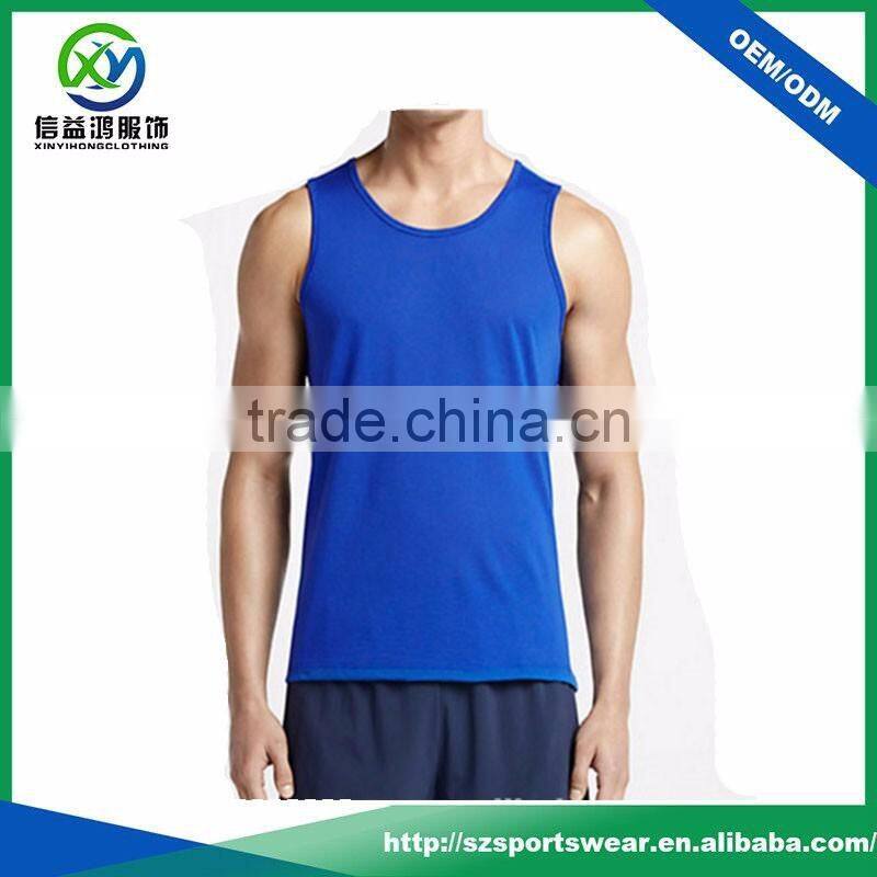 Wholesale blue color mesh dry fit mens running singlet/tank top