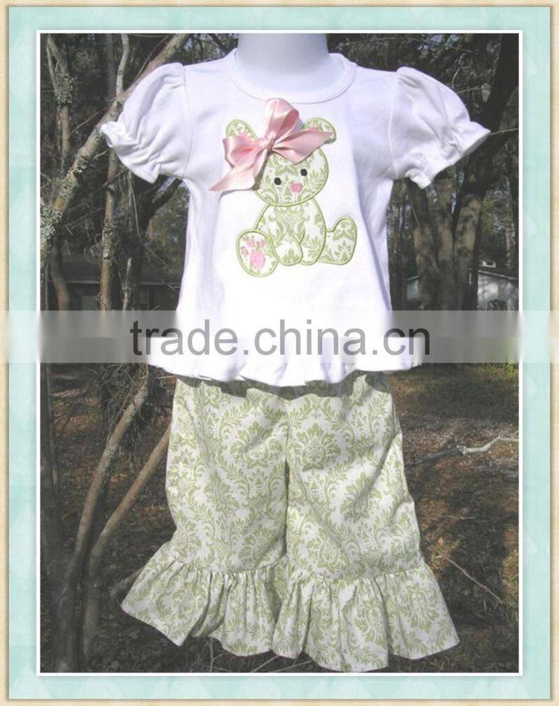 easter bunny shirt and ruffle capri pant set easter wholesale childrens outfit baby clothes
