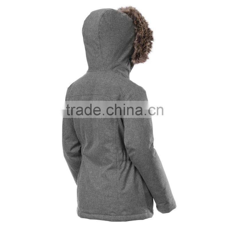 High Quality Waterproof Kids Faux Fur Parka with Snap Hand Pockets and Inset Elasticized Waistbelt
