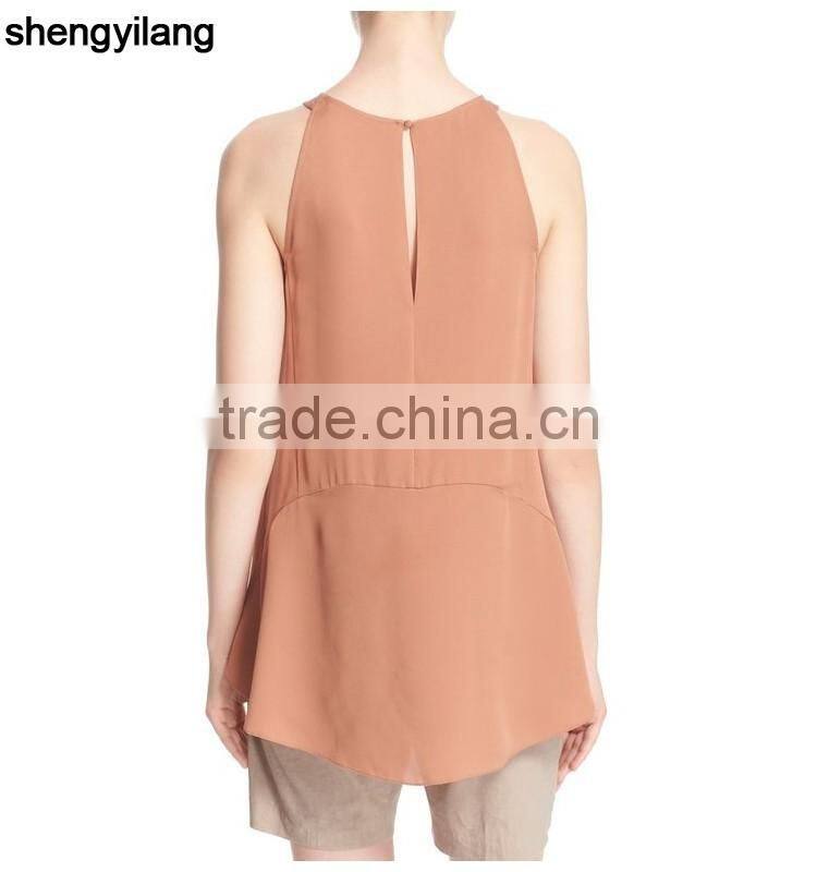 women 100% sleeveless black white navy silk simple blank tanktops/singlets