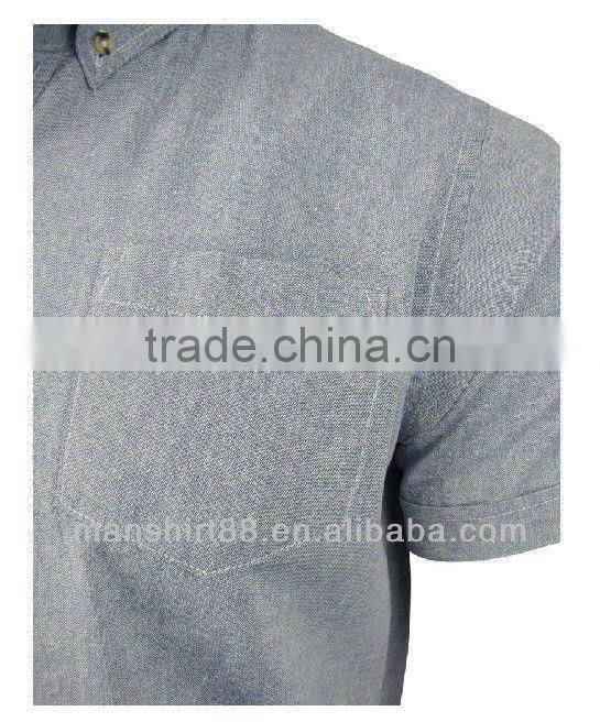 Mens Short Sleeved Chambray short sleeve Work Shirt