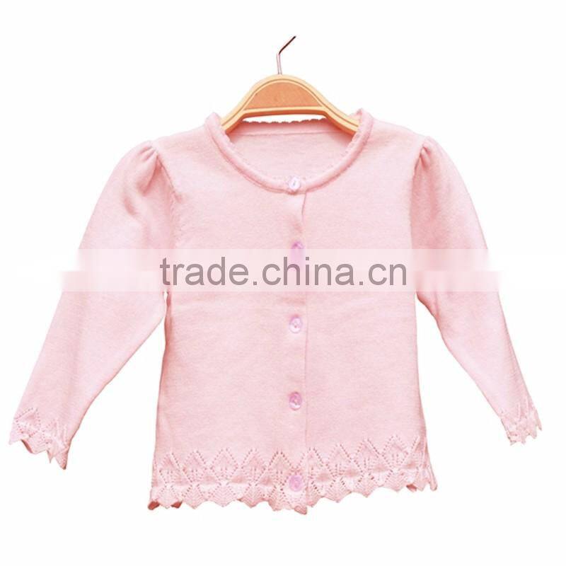 Wholesale O neck with Pointelle Knitted Girls Cardigan