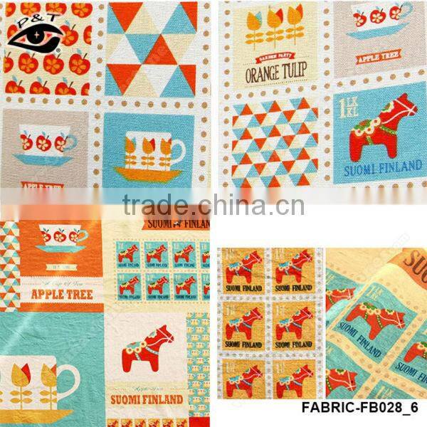 1.45m Pony Teacup Fruit Printing Canvas Fabric Linen/Cotton Fabric Zakka Patchwork Fabric for Curtain