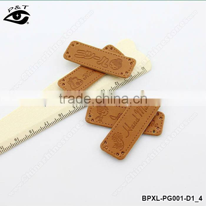 Sewing accessories rectangle shape handmade PU leather labels for jeans DIY bags handbag purse