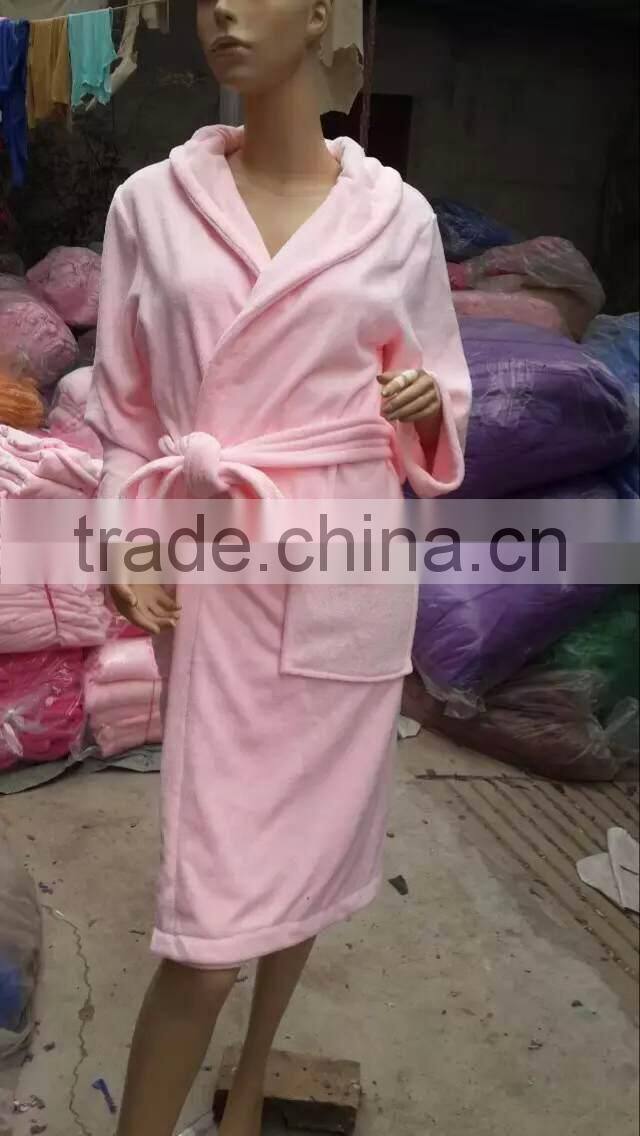 gaoyang factory cheap microfiber bath robe with hair-drying cap
