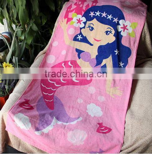 China factory custom vivid cartoon velour print cotton beach towel